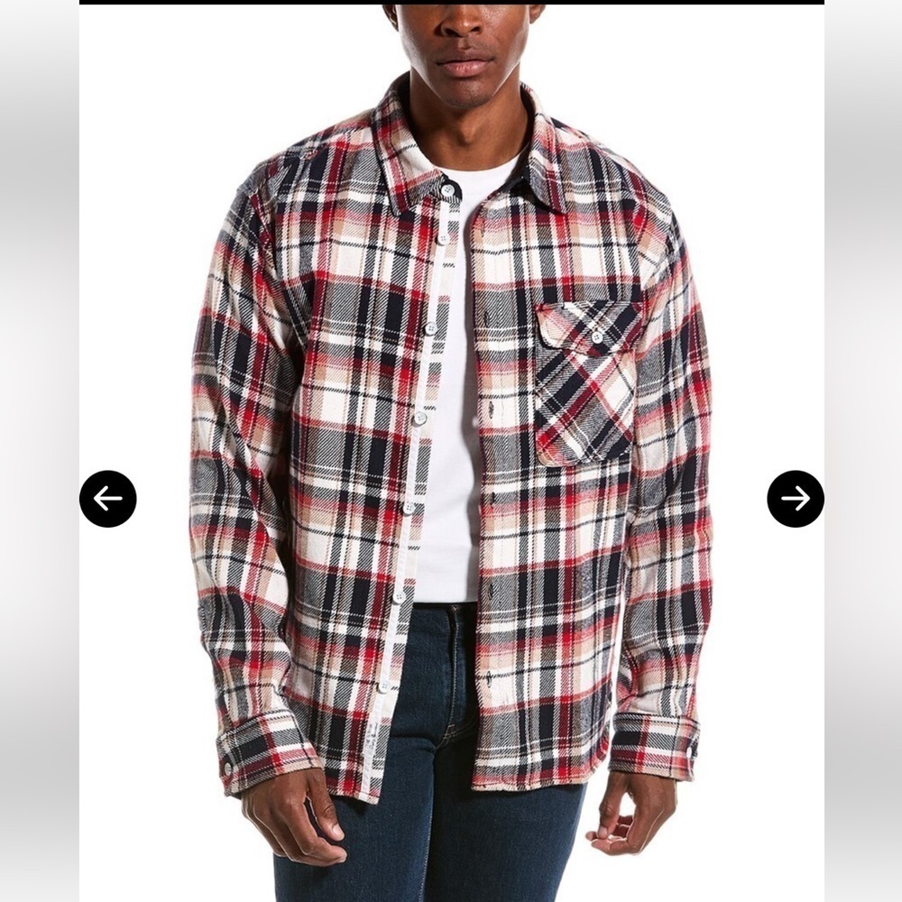 Rag & Bone Engineered Red/Black Plaid Button Down Shirt Jacket Size Medium
